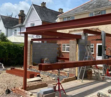 Structural steelwork and RSJ installation for a home extension