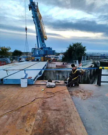 Mobile site welding and marine fabrication in Southampton by RA Steelworks Services LTD.